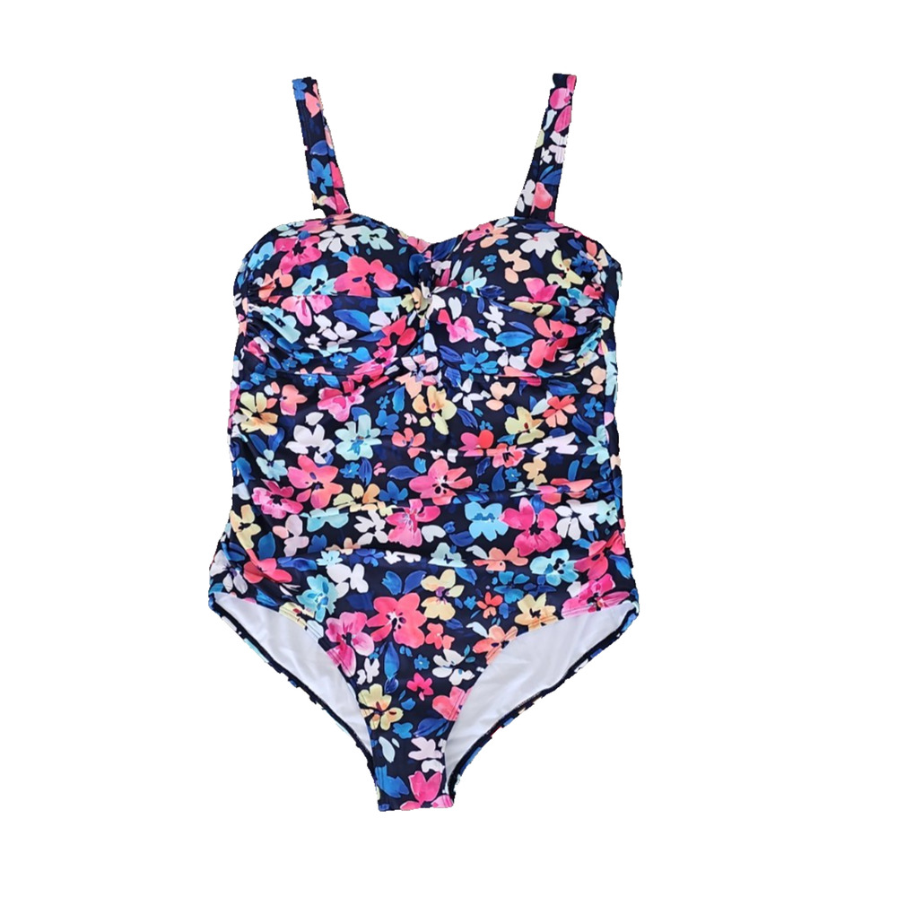 Aqua Eve Womens One Piece Multicolor Floral Design Swimsuit 18W (NWT)
